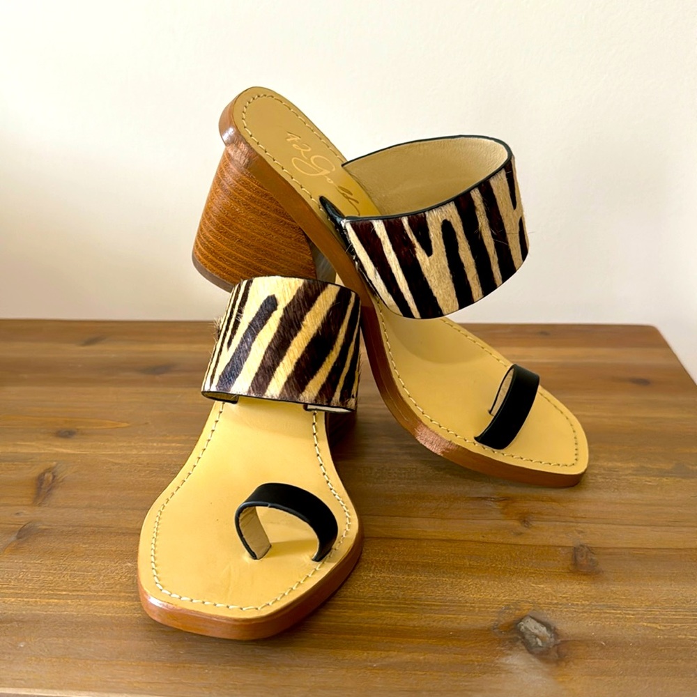 Brown Zebra faux fur heels